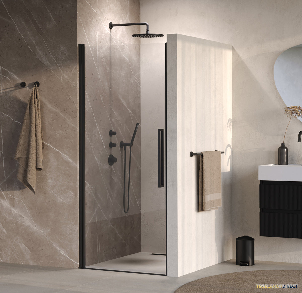 BRAUER Cosmic Nisdeur Draaiend 90x200 Omkeerbaar Helder Glas Incl. Glascoating Mat Zwart