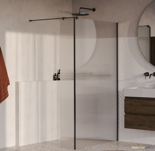 BRAUER Oblivion Flow inloopdouche helder ribbelglas 120x200 met zijwand 30 incl. glascoating Geborsteld Koper PVD