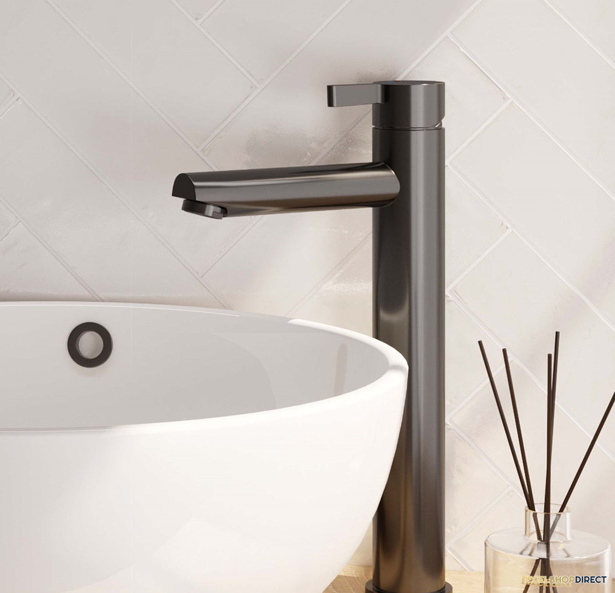 Wastafelmengkraan Brauer Gunmetal Edition Coldstart Opbouw Hoog Halfronde Hendel Geborsteld Gunmetal PVD – afbeelding 3