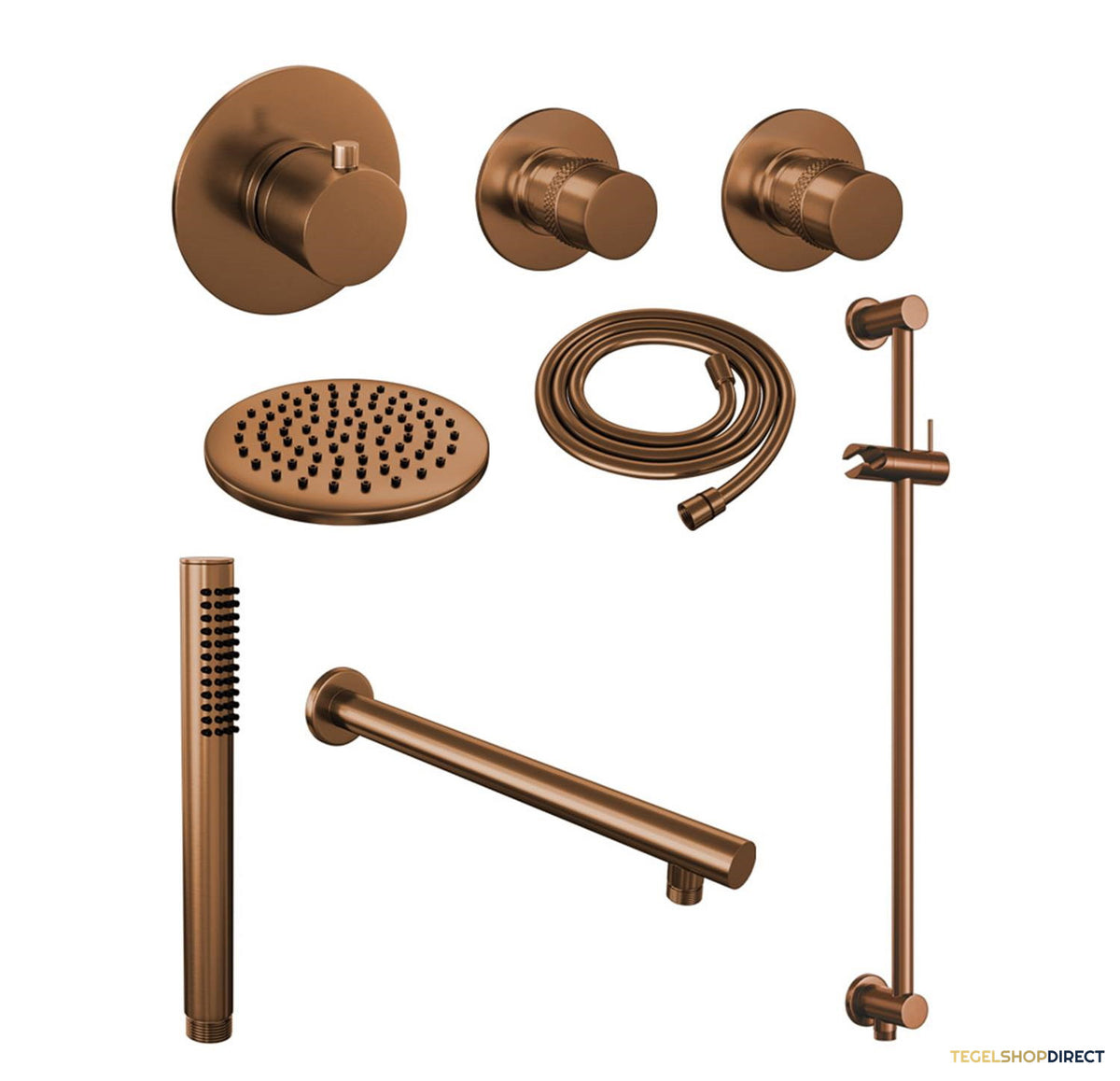 Thermostatisch Inbouwdoucheset Brauer Copper 20cm Hoofddouche Wandarm Staafhanddouche op Glijstang Koper – afbeelding 2