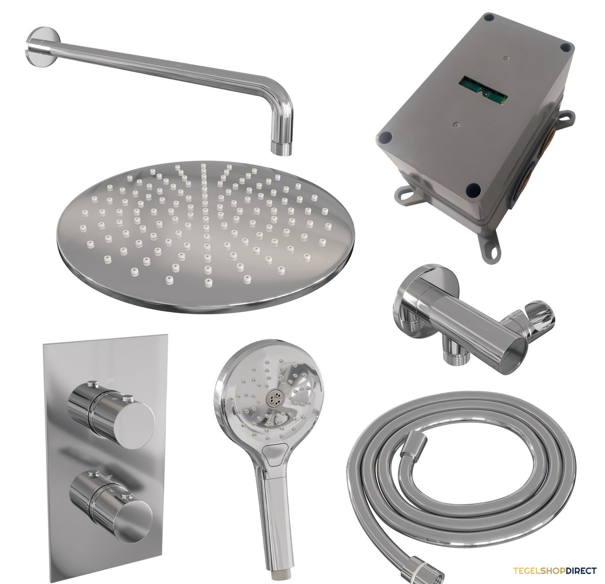 Inbouw Regendouche Set Brauer Chrome Edition Gebogen Wanduitloop Ronde Hoofddouche 30 cm Met Handdouche 3 Standen – afbeelding 10