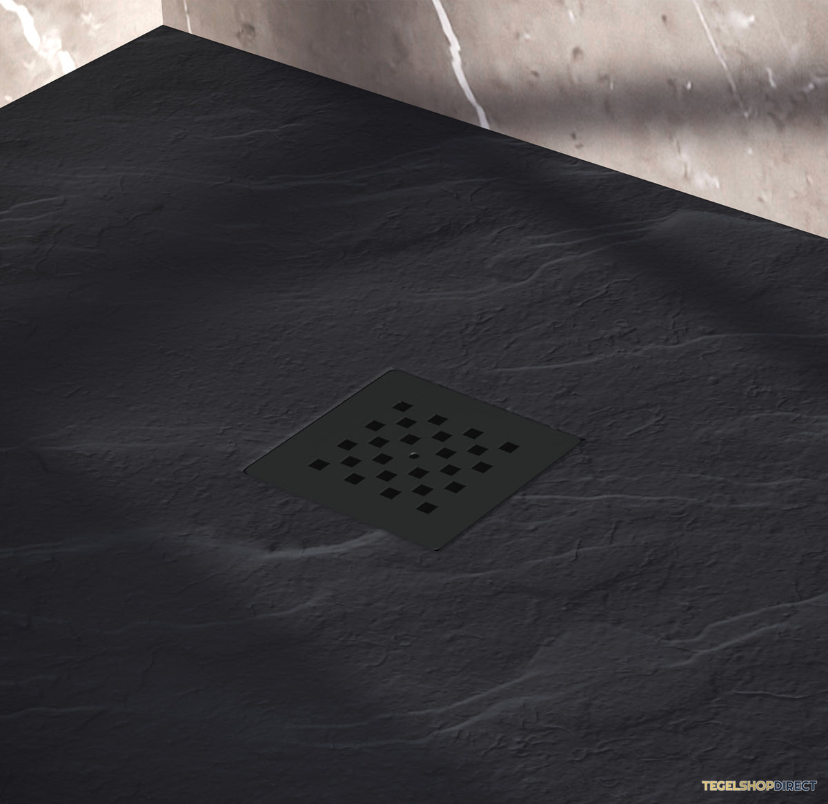 BRAUER Douchebak Asteroid 90x180 incl. antislip en antibacterieel mineraalmarmer mat zwart – afbeelding 3