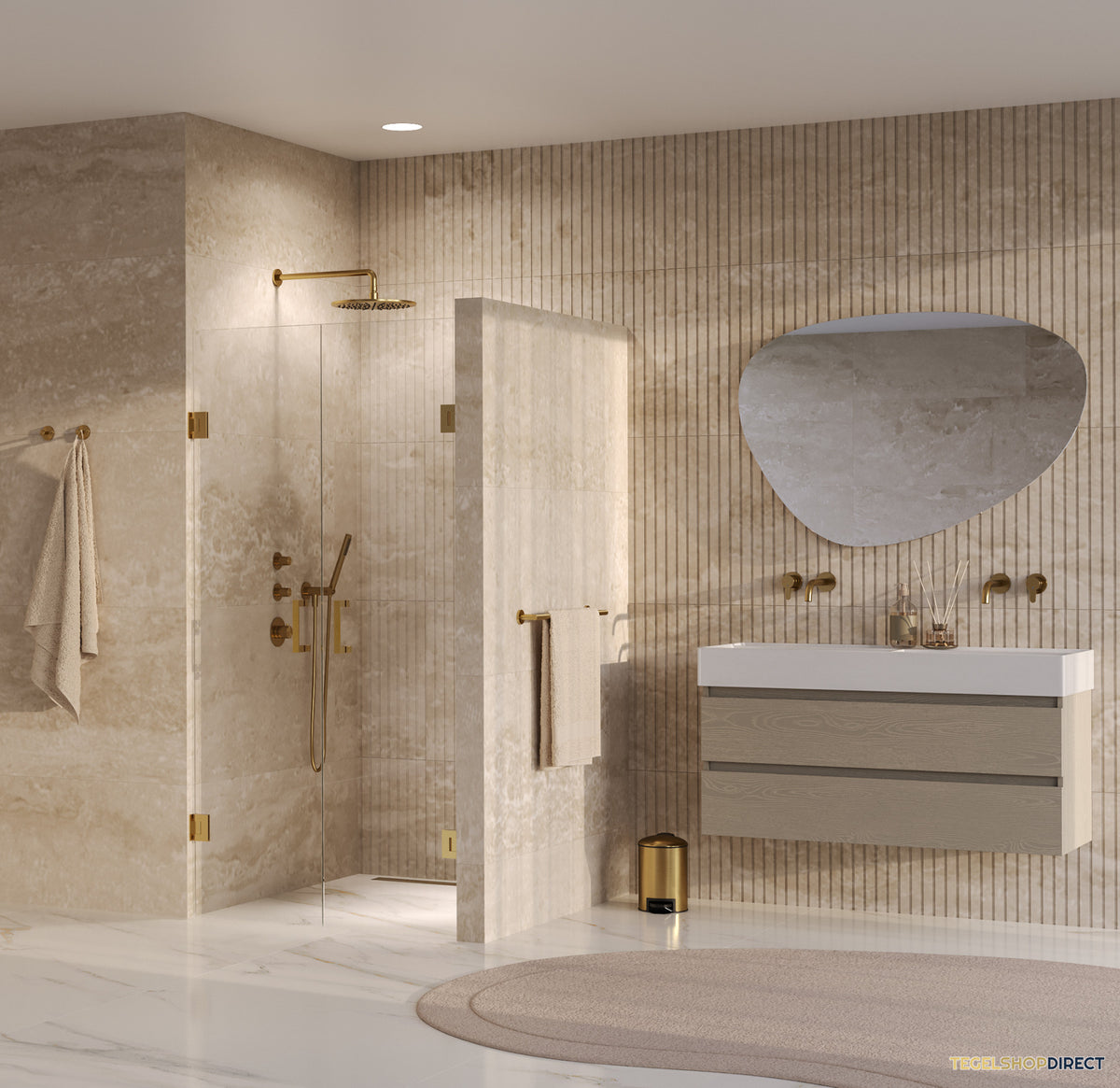 BRAUER Void pendeldeuren helder glas 90x200 incl. glascoating PVD goud geborsteld – afbeelding 2