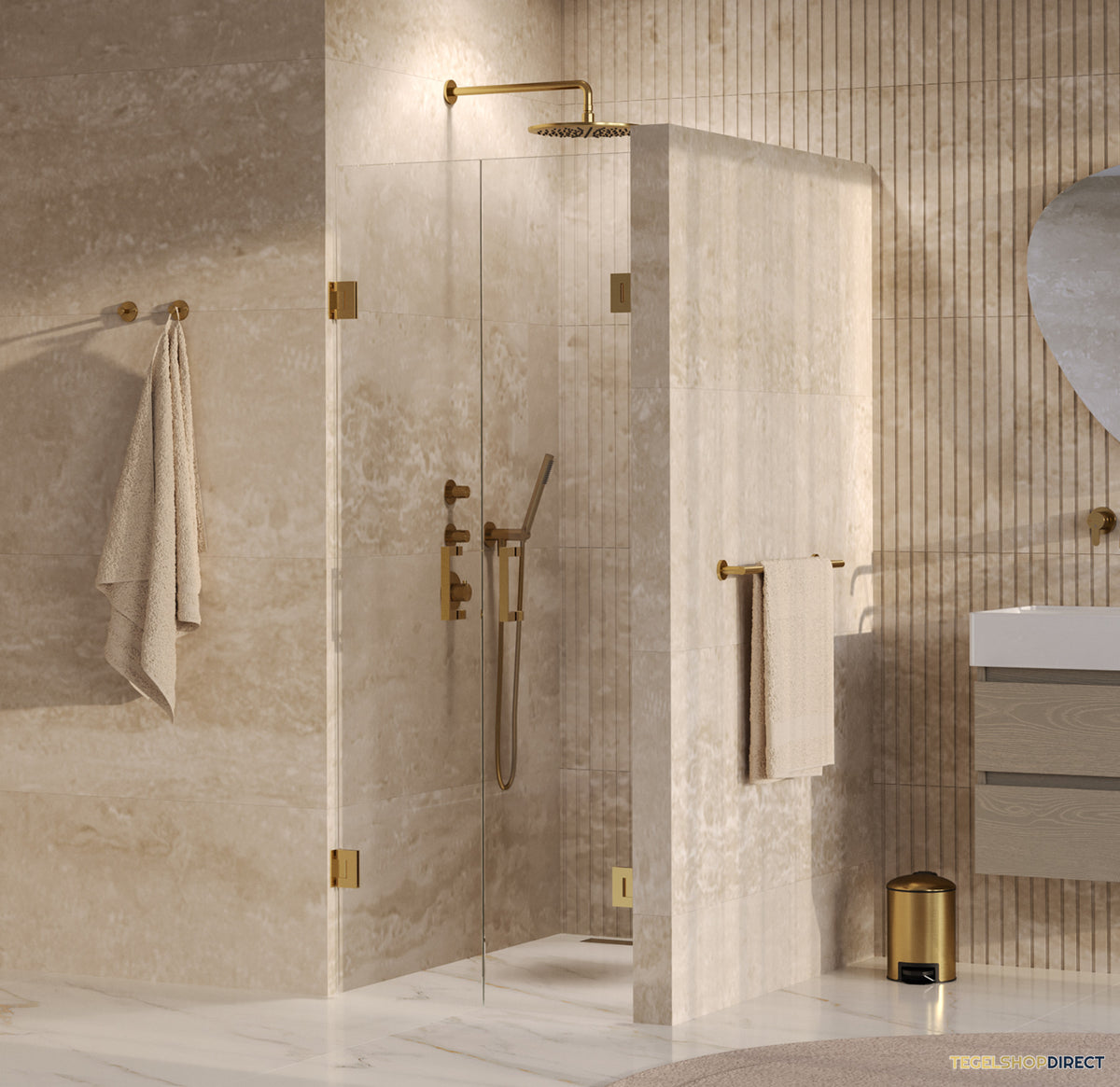 BRAUER Void pendeldeuren helder glas 70x200 incl. glascoating PVD goud geborsteld