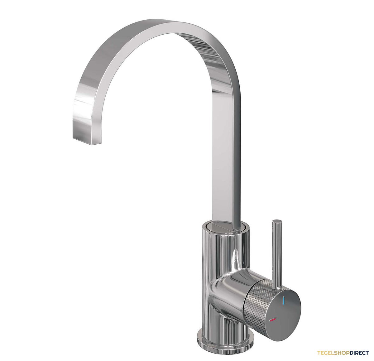 Wastafelmengkraan Brauer Chrome Carving Coldstart Opbouw Hoog Plat Gebogen Ronde Hendel Chroom
