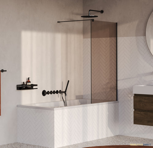 BRAUER Oblivion Badwand 80x140 Brons Glas Incl. Glascoating PVD Gunmetal Geborsteld