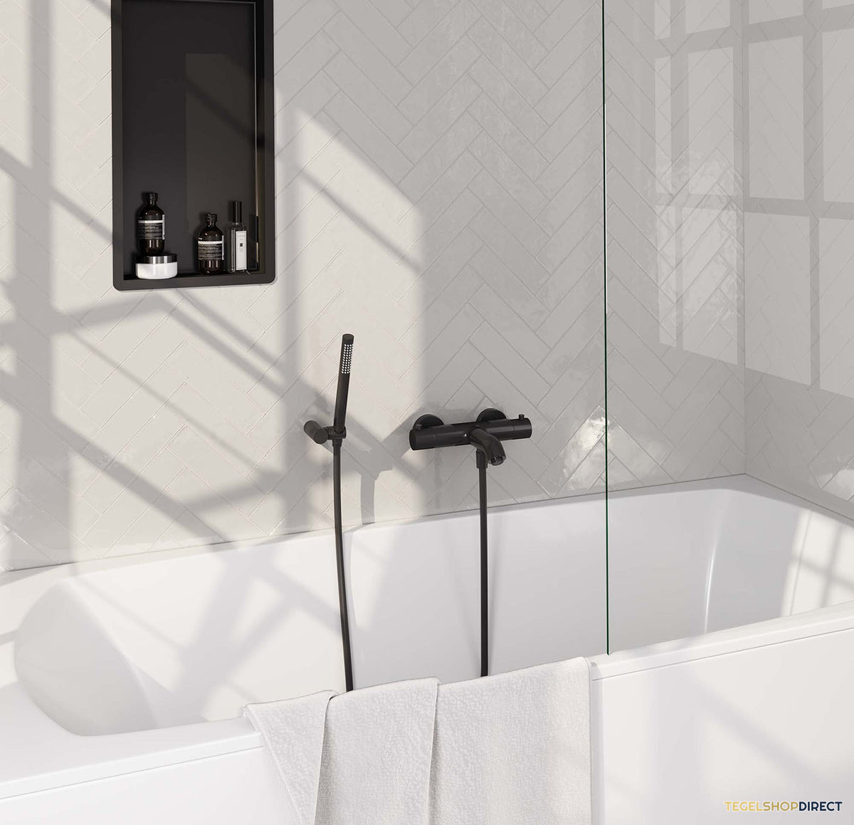 Opbouwset Bad- en Douchekraan Brauer Black Edition Thermostatisch Met Wandhouder Mat Zwart