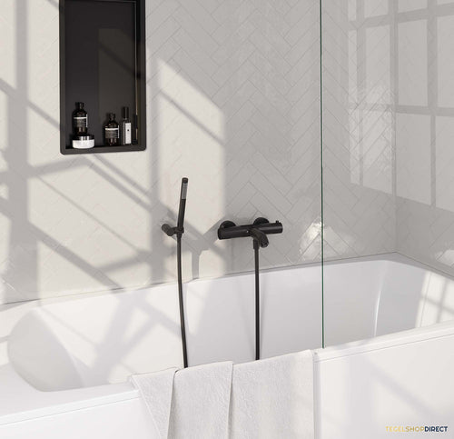 Opbouwset Bad- en Douchekraan Brauer Black Edition Thermostatisch Met Wandhouder Mat Zwart