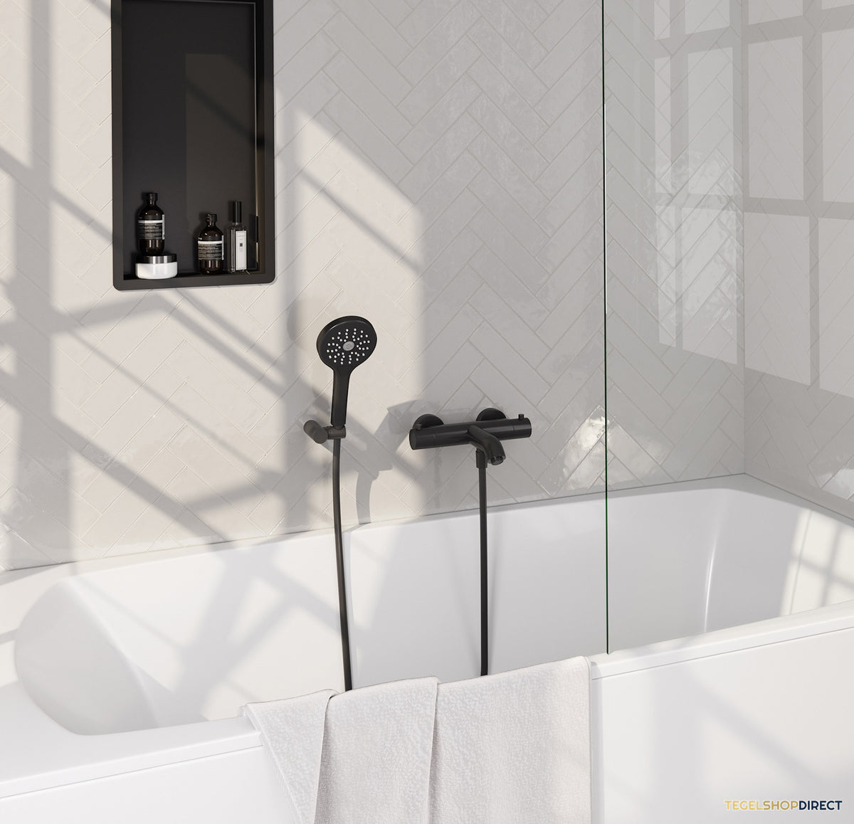 Opbouwset Bad- en Douchekraan Brauer Black Edition Thermostatisch Mat Zwart (Alle Opties) – afbeelding 2