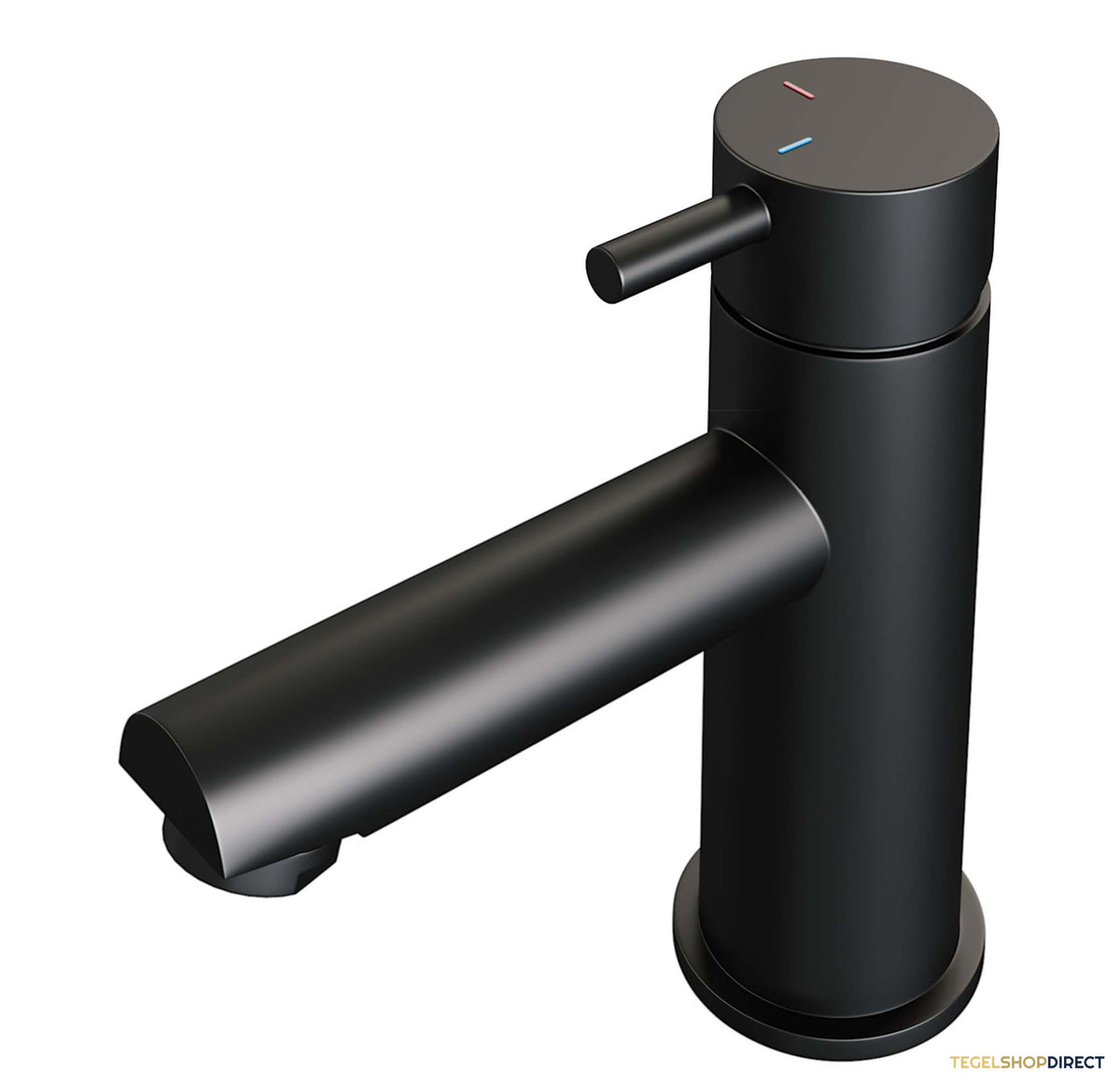 Wastafelmengkraan Brauer Black Edition Coldstart Opbouw Laag Korte Ronde Hendel Mat Zwart