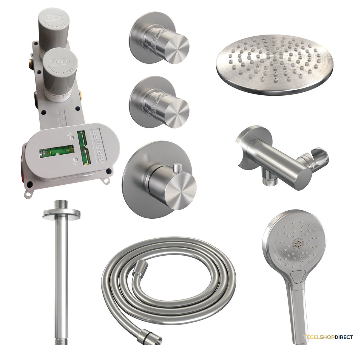 Thermostatisch Inbouwdoucheset Brauer Brushed 20cm Hoofddouche Plafondarm 3 Standen Handdouche Geborsteld RVS – afbeelding 8