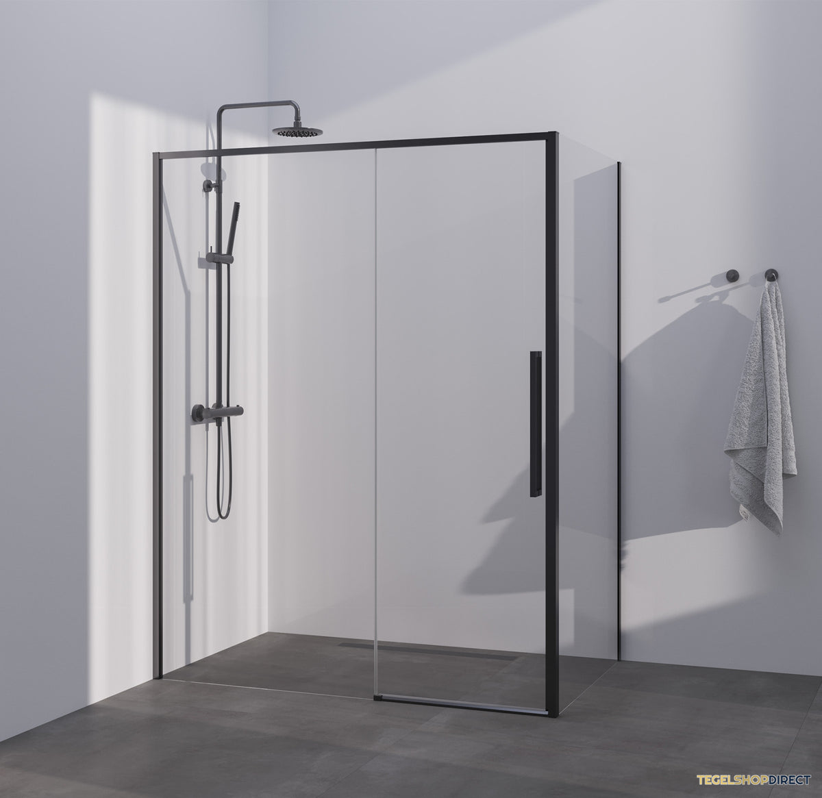 BRAUER Season douchecabine model B met schuifdeur helder glas 140x80x200 omkeerbaar incl. glascoating Season-Gunmetal – afbeelding 2