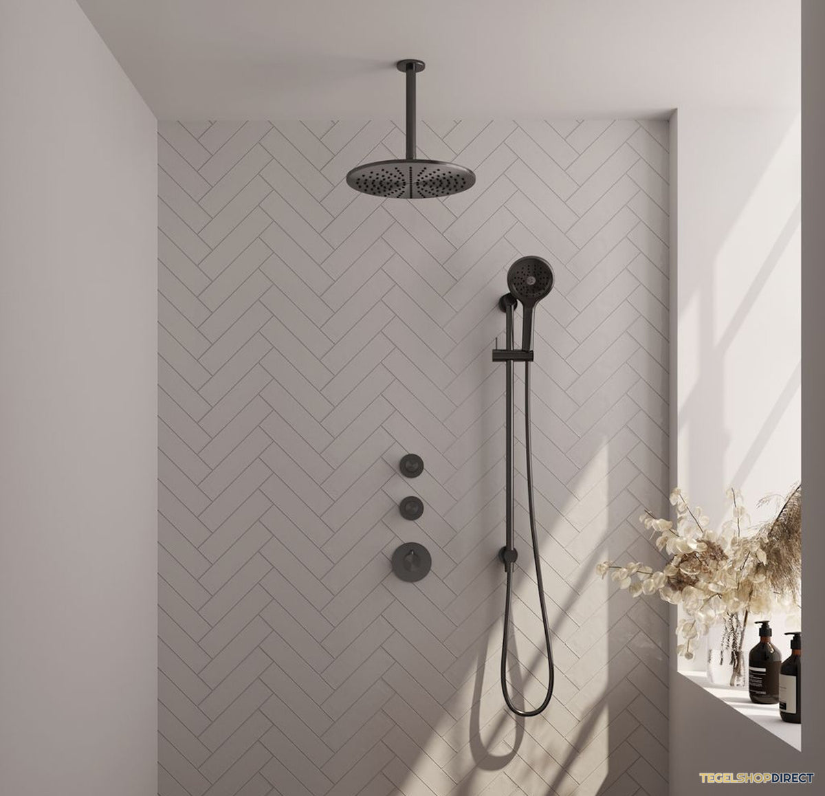 Thermostatische Inbouwdoucheset Brauer Carving Omstelknoppen Gunmetal (Alle Opties) – afbeelding 2