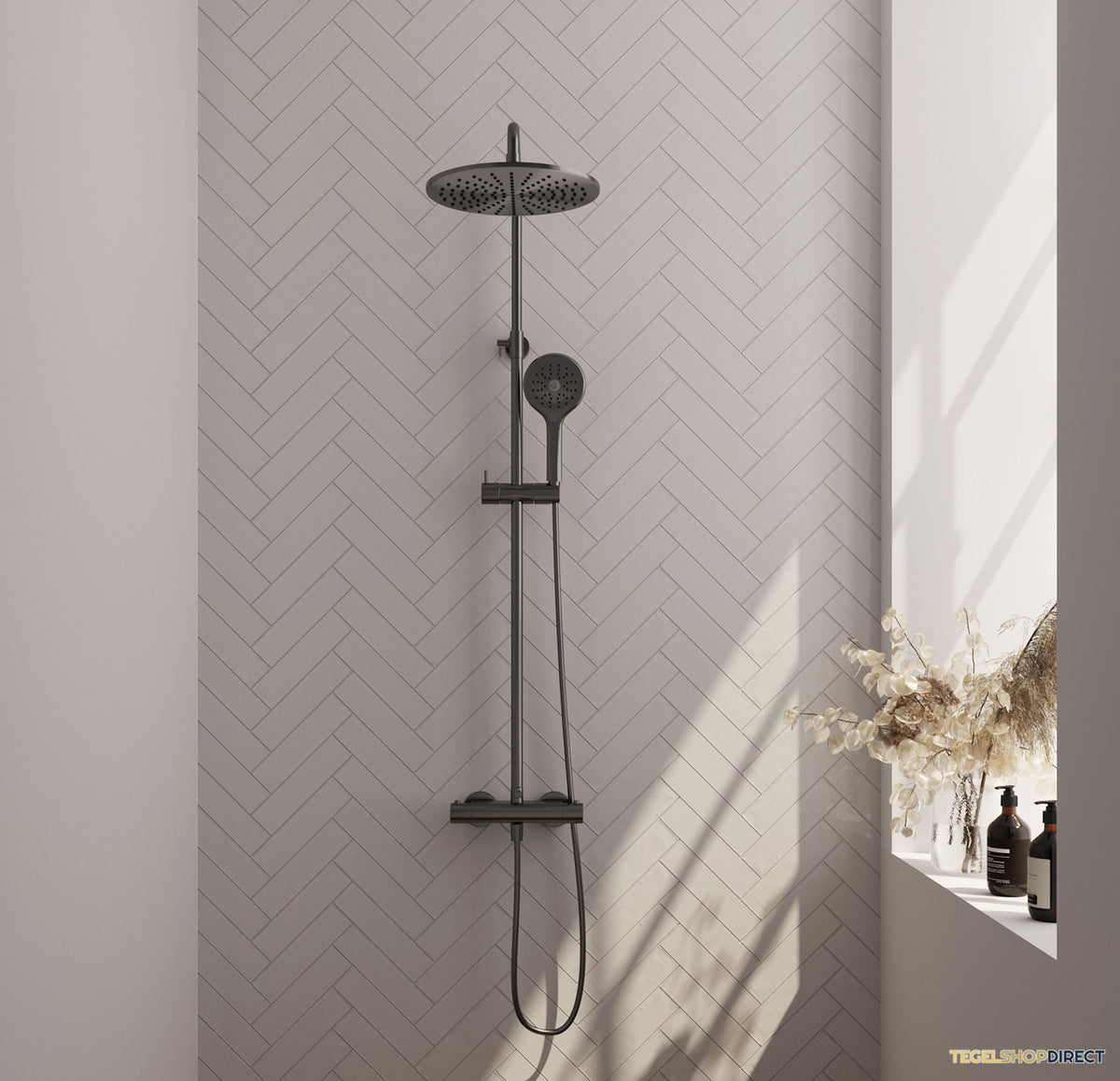 Opbouw Regendoucheset Brauer Gunmetal Edition Thermostatisch Geborsteld Gunmetal (Alle Opties) – afbeelding 2