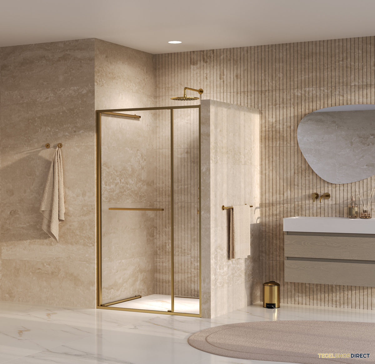BRAUER Luminis Nisdeur 2-Delig Naar Binnen Draaiend 120x200 Omkeerbaar Helder Glas Incl. Glascoating PVD Goud Geborsteld – afbeelding 2