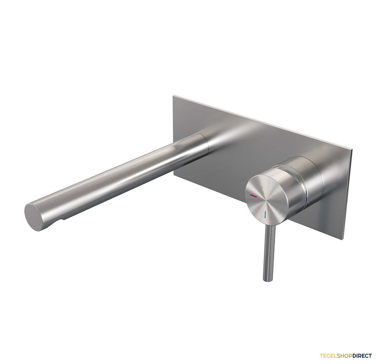 Inbouw Wastafelmengkraan Brauer Brushed Edition Coldstart Rechte Uitloop Ronde Hendel Rechts Geborsteld RVS PVD Met Afdekplaat