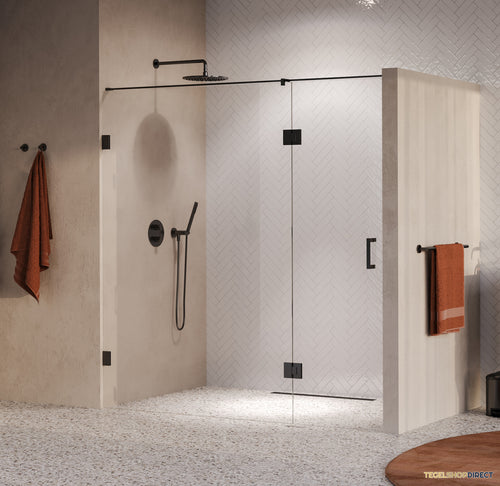 BRAUER Void nisdeur 2-delig helder glas 190x200 omkeerbaar met draaideur 70 aan glas incl. glascoating PVD gunmetal