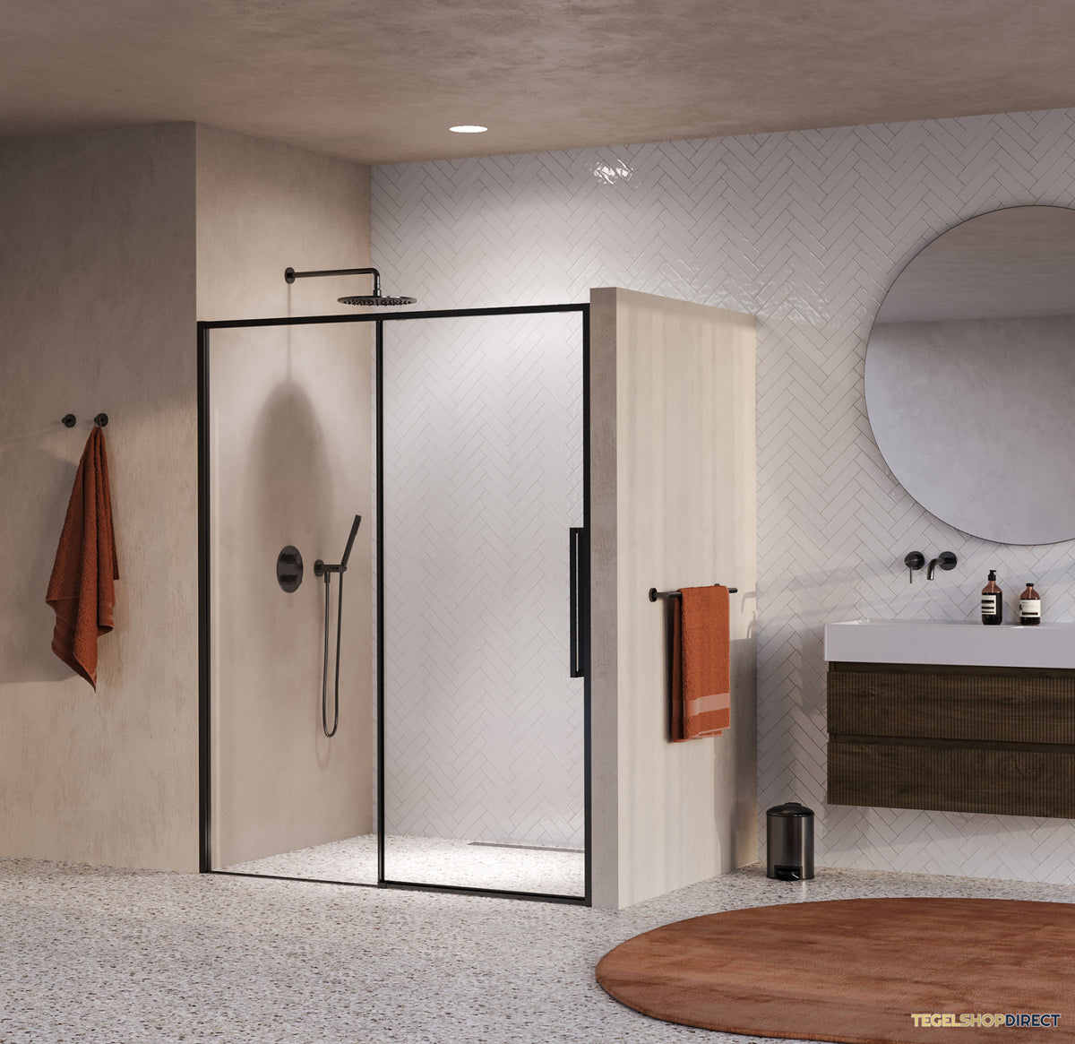 BRAUER Galactic Nisdeur 2-Delig Schuif 160x200 Omkeerbaar Helder Glas Incl. Glascoating PVD Gunmetal Geborsteld – afbeelding 2