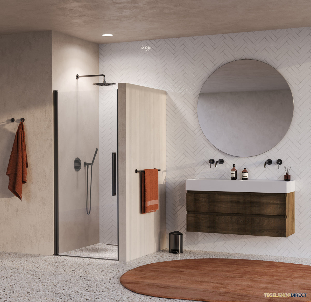 BRAUER Cosmic Nisdeur Draaiend 90x200 Omkeerbaar Helder Glas Incl. Glascoating PVD Gunmetal Geborsteld – afbeelding 2