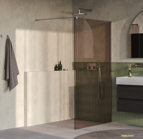 BRAUER Oblivion inloopdouche brons glas 120x200 incl. glascoating PVD RVS-kleurig geborsteld