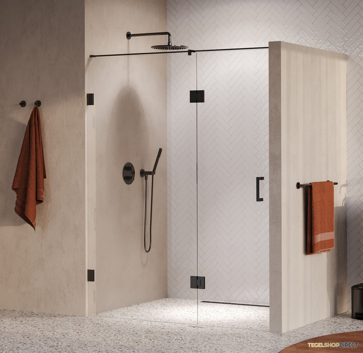 BRAUER Void nisdeur 2-delig helder glas 150x200 omkeerbaar met draaideur 70 aan glas incl. glascoating PVD gunmetal