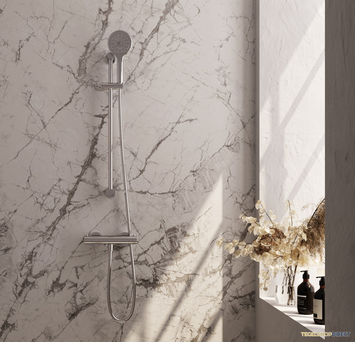 Douchekraanset Brauer Chrome Edition Opbouw Met Glijstang En Ronde Handdouche Chroom