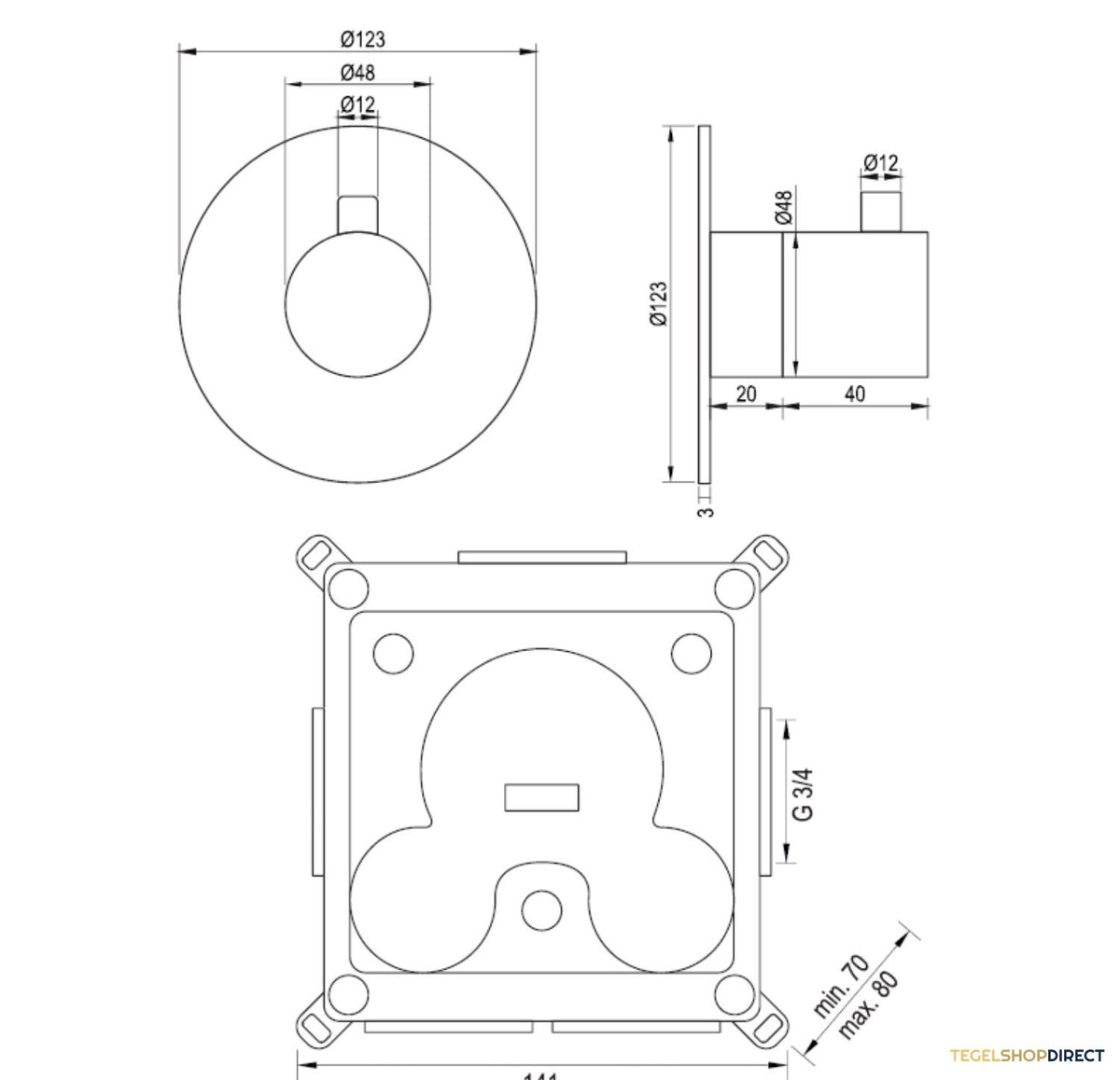 Inbouw Thermostaat Brauer Brushed Editon Rond Geborsteld RVS – afbeelding 4