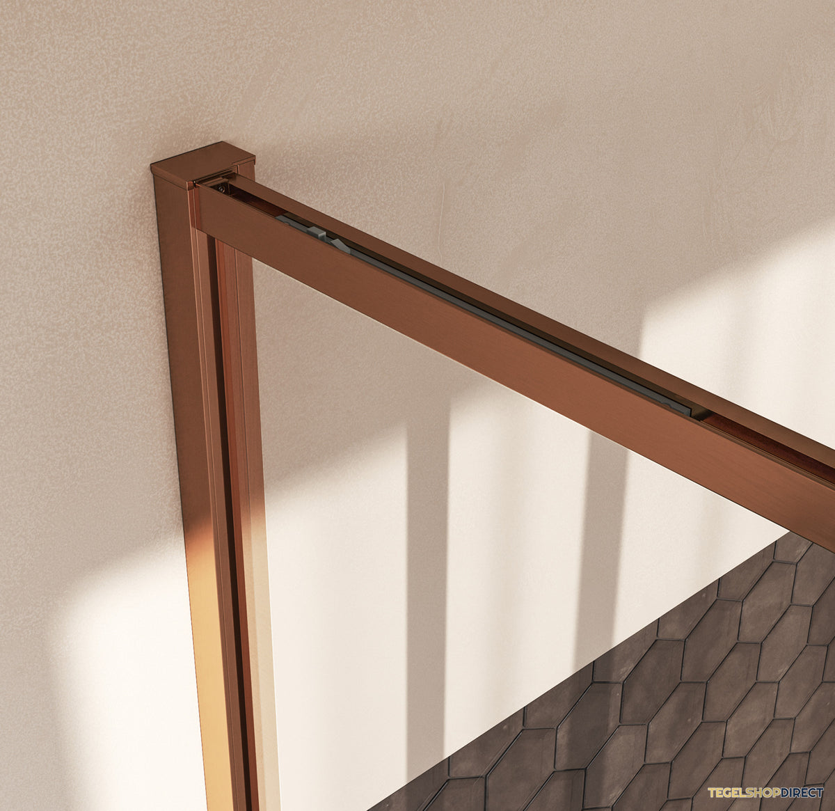 BRAUER Galactic Douchecabine Met Schuifdeur 160x90x200 Omkeerbaar Helder Glas Incl. Glascoating PVD Koper Geborsteld – afbeelding 3