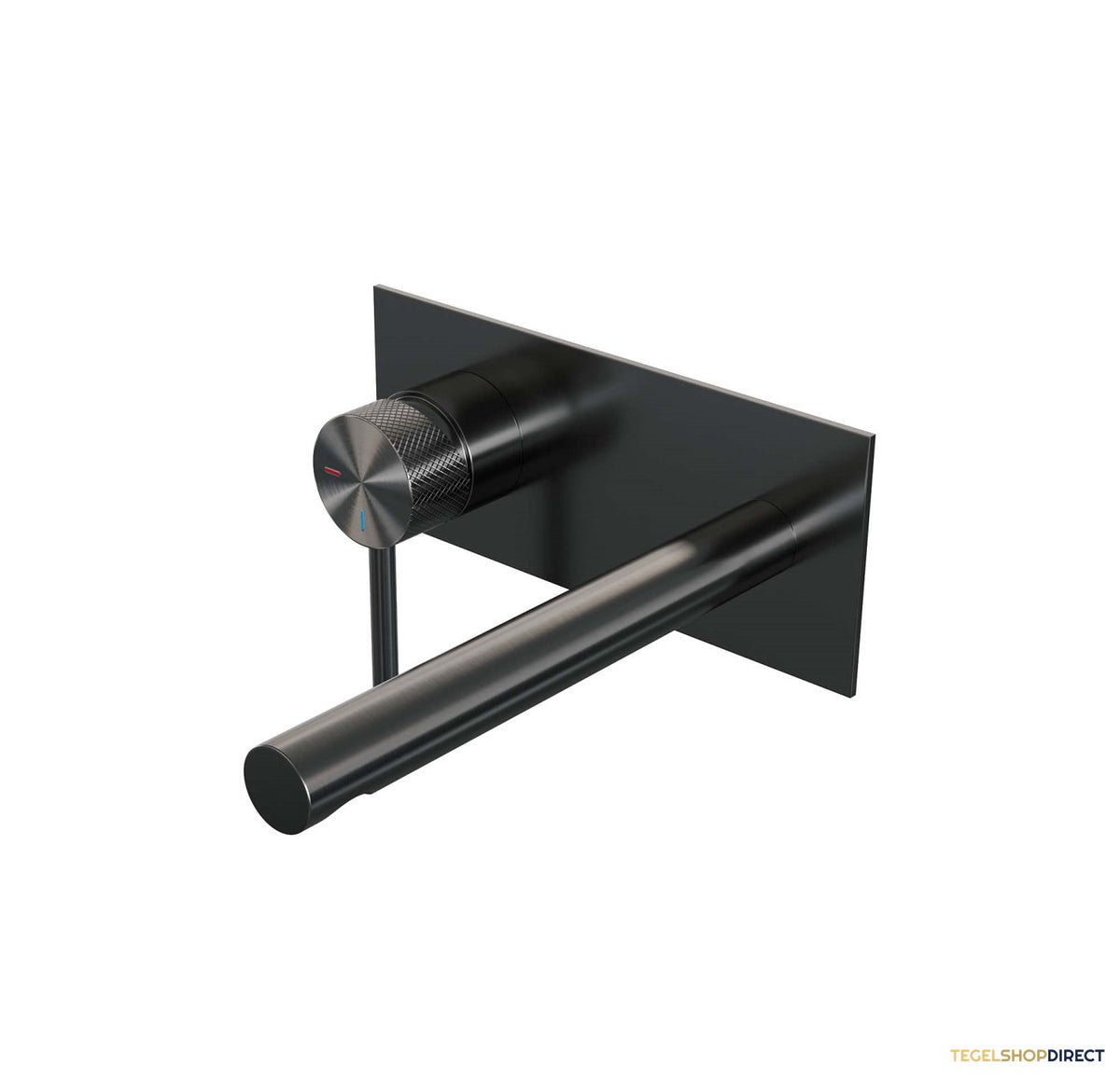 Inbouw Wastafelmengkraan Brauer Gunmetal Carving Coldstart Rechte Uitloop Ronde Hendel Links Geborsteld Gunmetal Met Afdekplaat