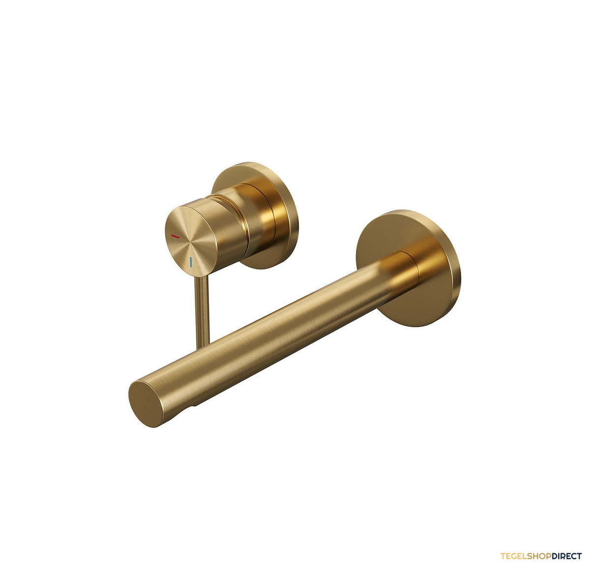Inbouw Wastafelmengkraan Brauer Gold Edition Coldstart Rechte Uitloop Ronde Hendel Links Geborsteld Goud PVD Met Rozetten
