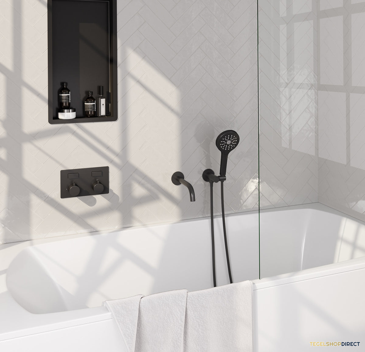 Inbouwthermostaat set Brauer Black Edition Met Drukknoppen Incl Baduitloop Mat Zwart (Keuze Handdouche) – afbeelding 2