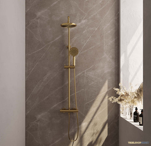 Regendoucheset Opbouw Brauer Gold Edition 20 cm Thermostatisch met Handdouche 3-Standen Geborsteld Goud