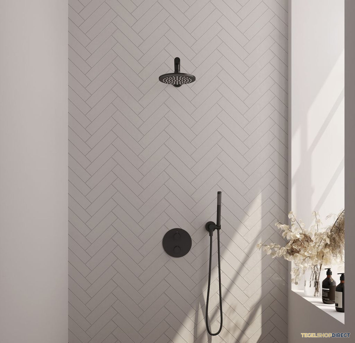 Thermostatische Inbouwdoucheset Brauer Carving Met Ronde Afdekplaat Mat Zwart (Alle Opties)