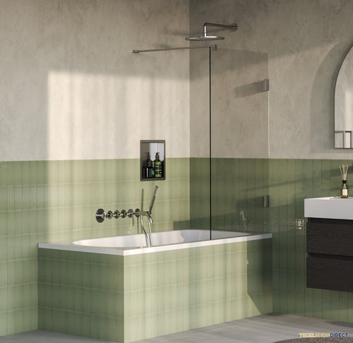 BRAUER Void Badwand 80x140 Helder Glas Incl. Glascoating PVD RVS-Kleurig Geborsteld