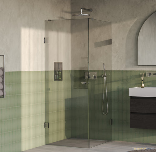 BRAUER Void Carving douchecabine met draaideur helder glas 80x100x200 incl. glascoating PVD RVS-kleurig geborsteld