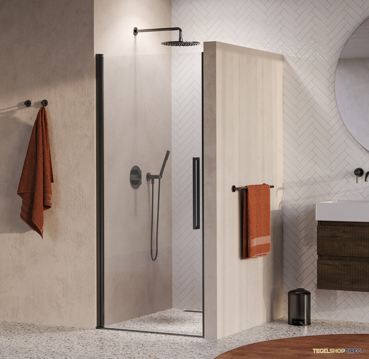 BRAUER Cosmic Nisdeur Draaiend 90x200 Omkeerbaar Helder Glas Incl. Glascoating PVD Gunmetal Geborsteld