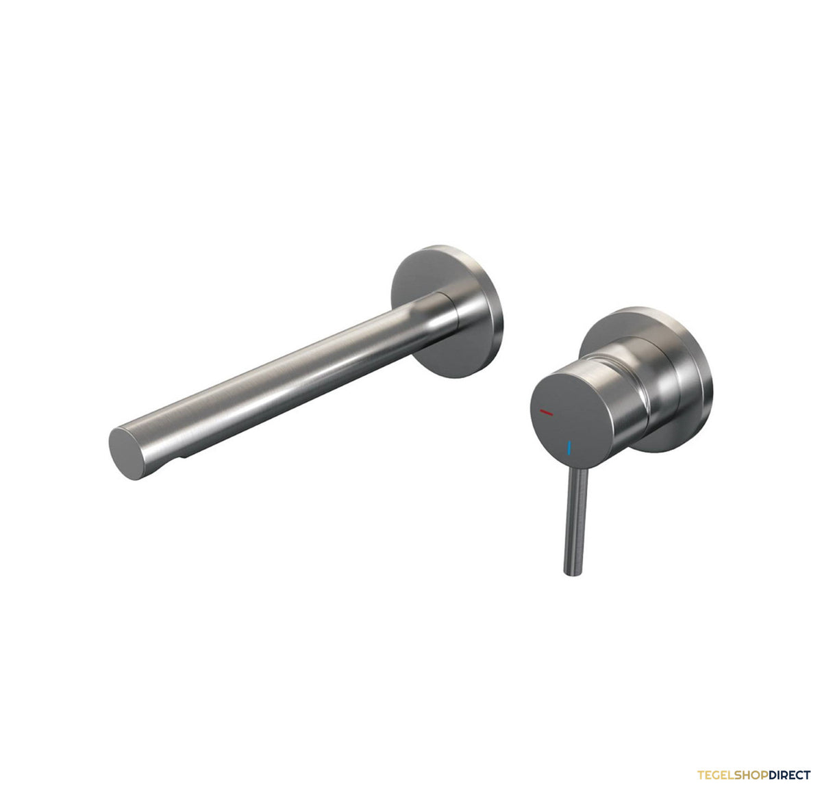 Inbouw Wastafelmengkraan Brauer Brushed Edition Coldstart Rechte Uitloop Ronde Hendel Rechts Geborsteld RVS PVD Met Rozetten