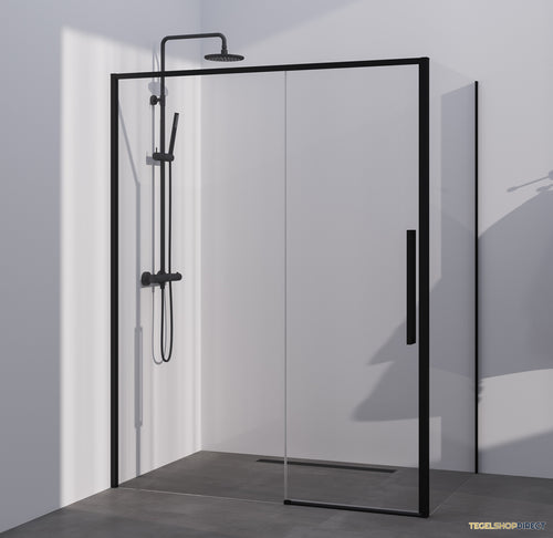 BRAUER Season douchecabine model B met schuifdeur helder glas 140x80x200 omkeerbaar incl. glascoating Season-Mat Zwart