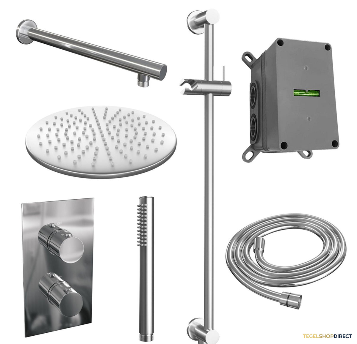 Inbouw Regendouche Set Brauer Chrome Edition Wanduitloop Ronde Hoofddouche 30 cm Met Glijstang – afbeelding 2