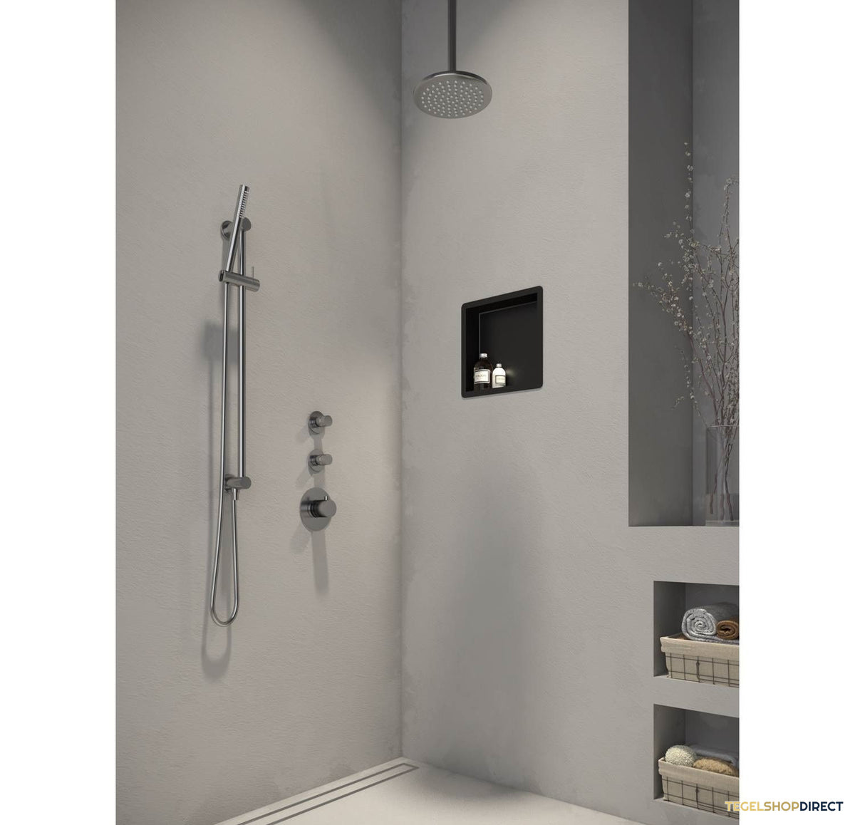 Thermostatisch Inbouwdoucheset Brauer Chrome 20cm Hoofddouche Plafondarm Staafhanddouche op Glijstang Chroom – afbeelding 3