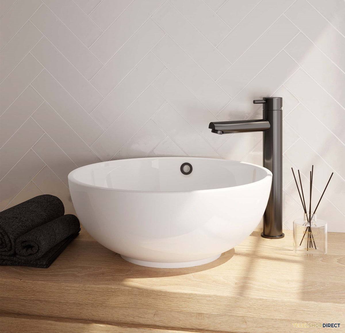 Wastafelmengkraan Brauer Gunmetal Edition Coldstart Opbouw Hoog Korte Ronde Hendel Geborsteld Gunmetal PVD – afbeelding 2