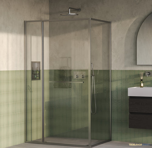 BRAUER Luminis Douchecabine 3-Delig Naar Binnen Draaiend 120x90x200 Omkeerbaar Helder Glas Incl. Glascoating PVD RVS-Kleurig Geborsteld