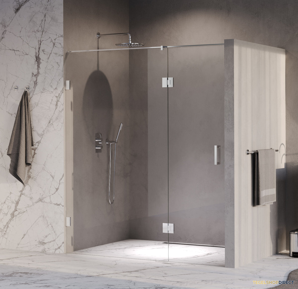 BRAUER Void nisdeur 2-delig helder glas 180x200 omkeerbaar met draaideur 70 aan glas incl. glascoating chroom