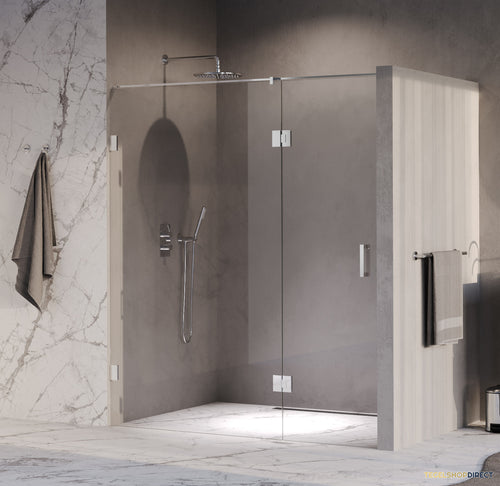 BRAUER Void nisdeur 2-delig helder glas 180x200 omkeerbaar met draaideur 70 aan glas incl. glascoating chroom