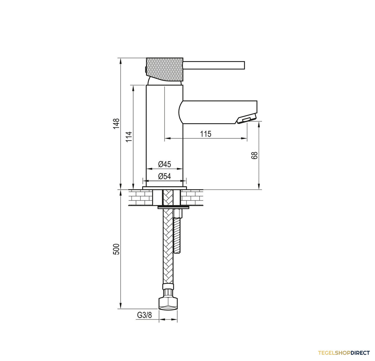 Wastafelmengkraan Brauer Brushed Carving Coldstart Opbouw Laag Ronde Hendel Geborsteld RVS PVD PVD – afbeelding 4