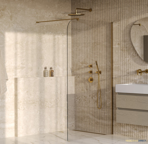 BRAUER Orion inloopdouche helder glas 120x200 incl. glascoating Geborsteld Goud PVD