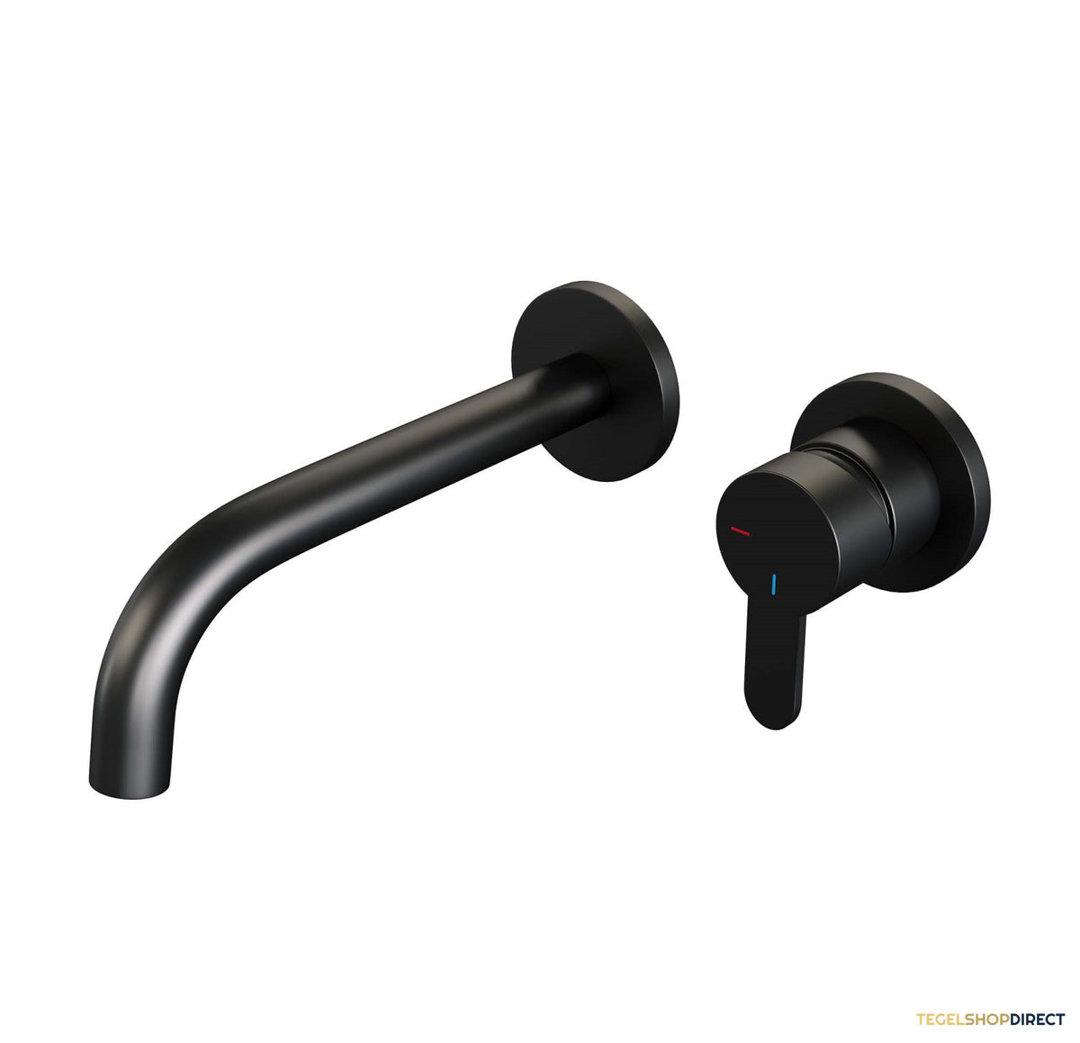 Inbouw Wastafelmengkraan Brauer Black Edition Coldstart Gebogen Uitloop Korte Platte Hendel Rechts Mat Zwart Met Rozetten