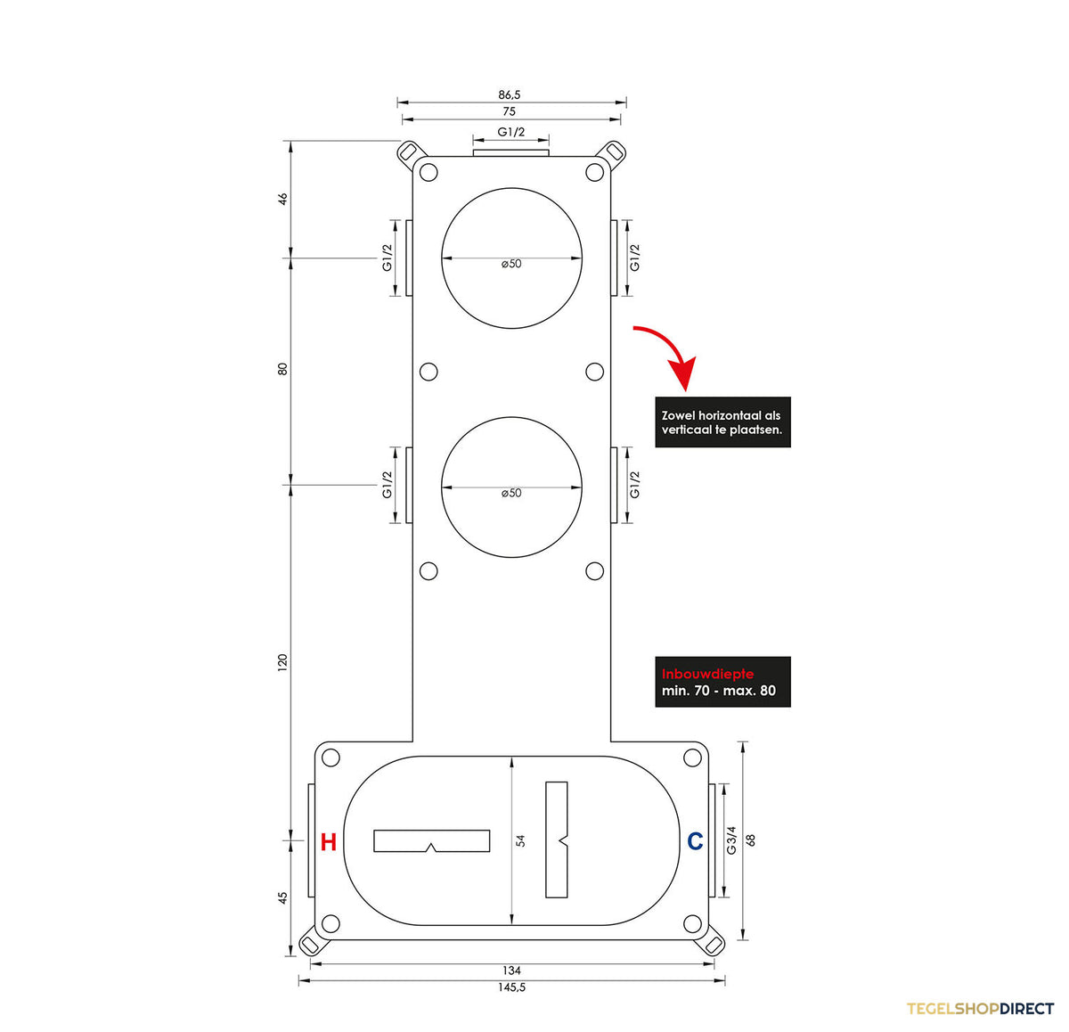 Inbouwthermostaat Brauer Gunmetal Edition en 2 Stopkranen Met in- en Afbouwdelen Geborsteld Gunmetal OUTLET – afbeelding 4