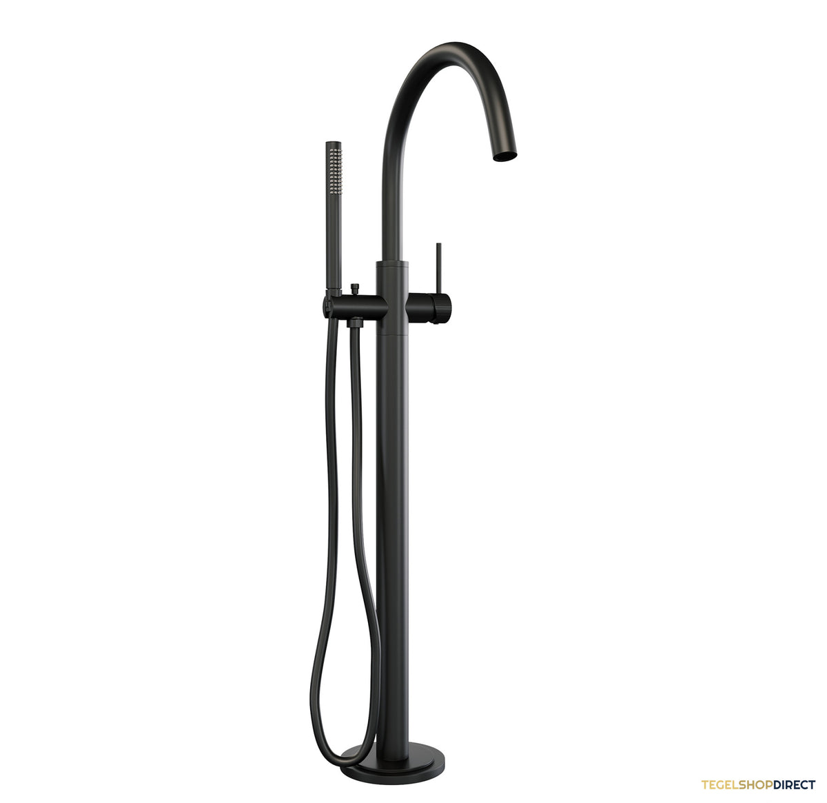 Brauer Stripe vrijstaande badmengkraan SET 01 met staaf handdouche en doucheslang mat zwart – afbeelding 2