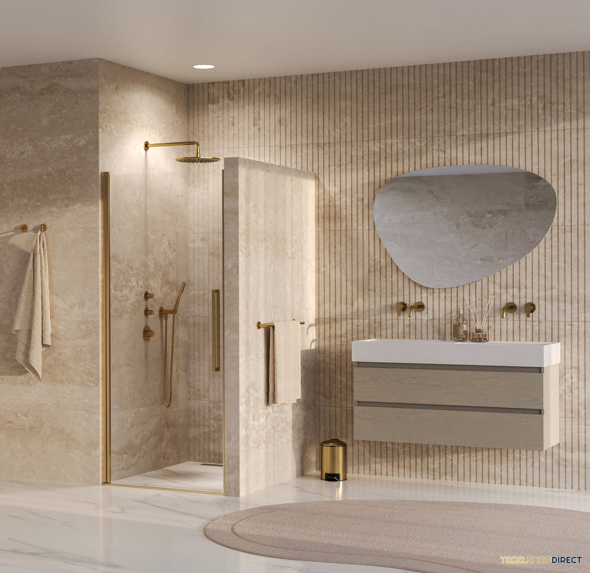 BRAUER Cosmic Nisdeur Draaiend 90x200 Omkeerbaar Helder Glas Incl. Glascoating PVD Goud Geborsteld – afbeelding 2